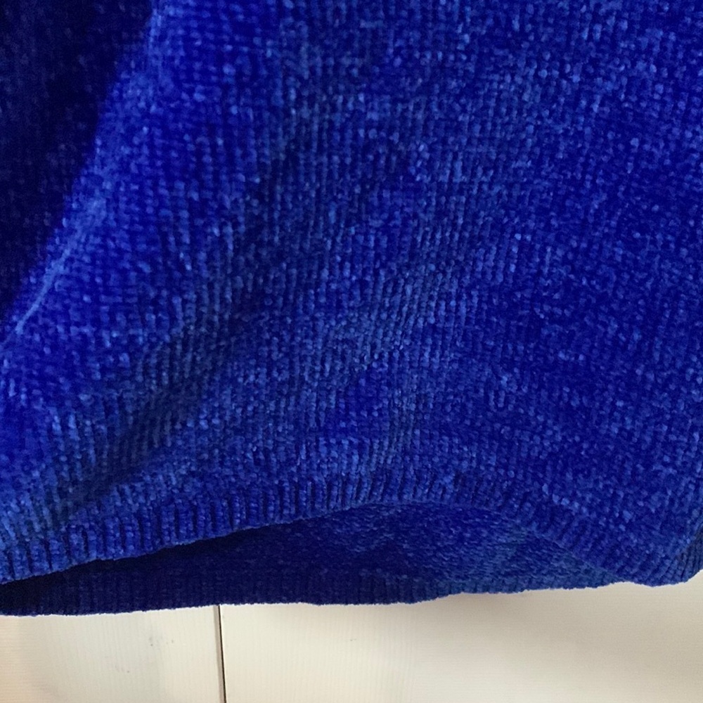 Express Cobalt Blue Chenille 3/4 Sleeve Cropped Loose Fit Sweater US Small - Picture 10 of 13